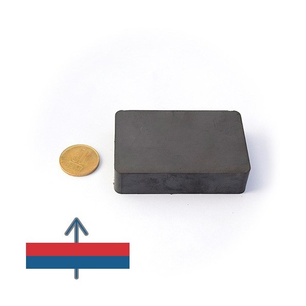 Magnet ferita bloc 75 x 50 x 18 mm cu magnetizare