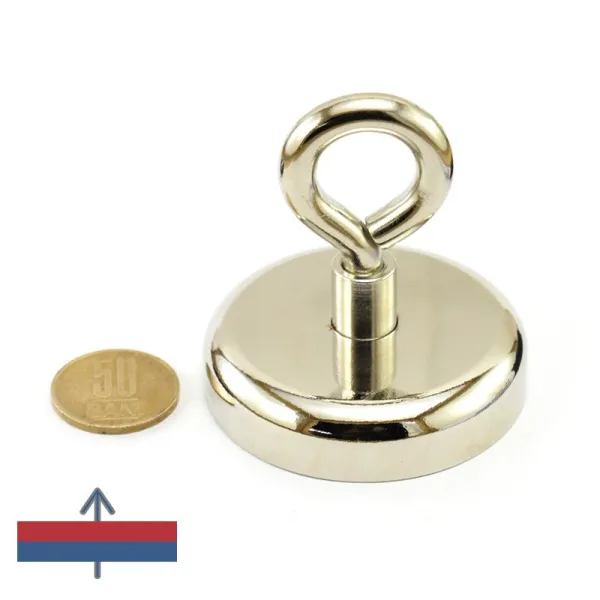 Magnet neodim oală D 60 mm cârlig inelar Magnet neodim oală D 60 mm cârlig inelar