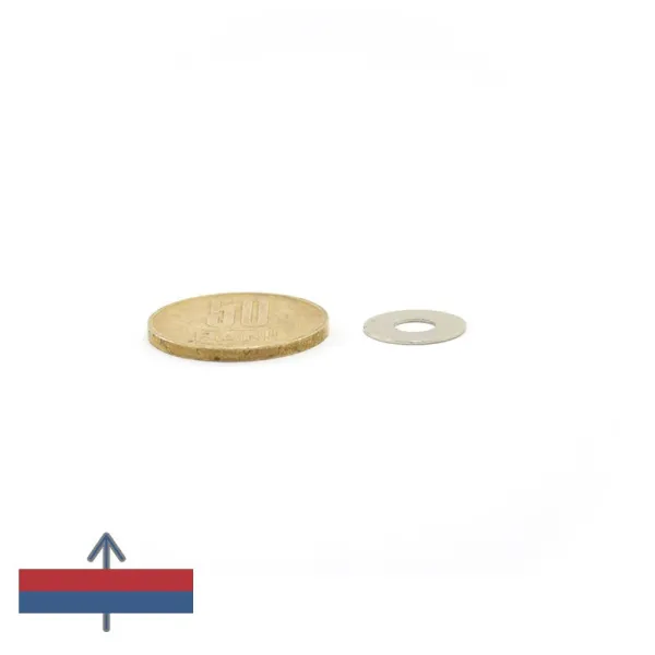 Magnet neodim inel 13,5 x 5,5 x 0,5 mm cu magnetizare Magnet neodim inel 13,5 x 5,5 x 0,5 mm cu magnetizare