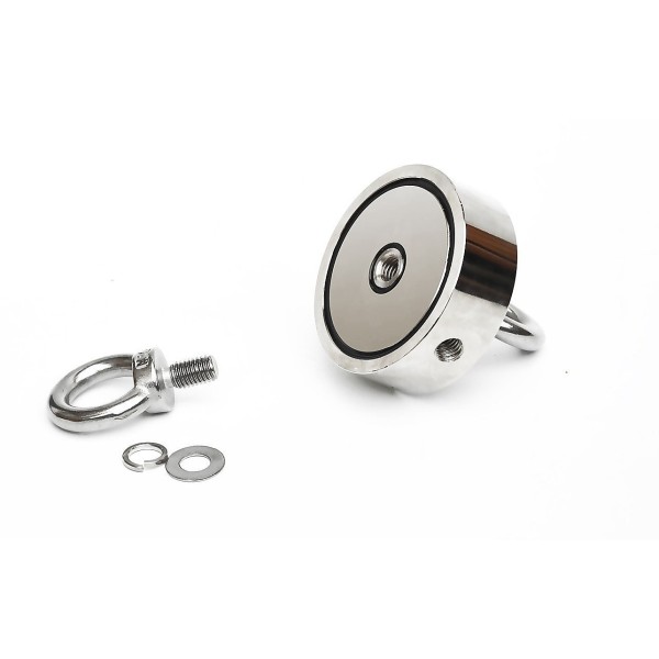 Неодимов магнит тенджера Ø75 мм с две пръстеновидни куки и две страни x 250 кг - магнитен риболов - компоненти