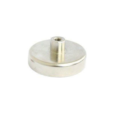 Magnet ferită oală D 80 mm cu gât filetat la interior