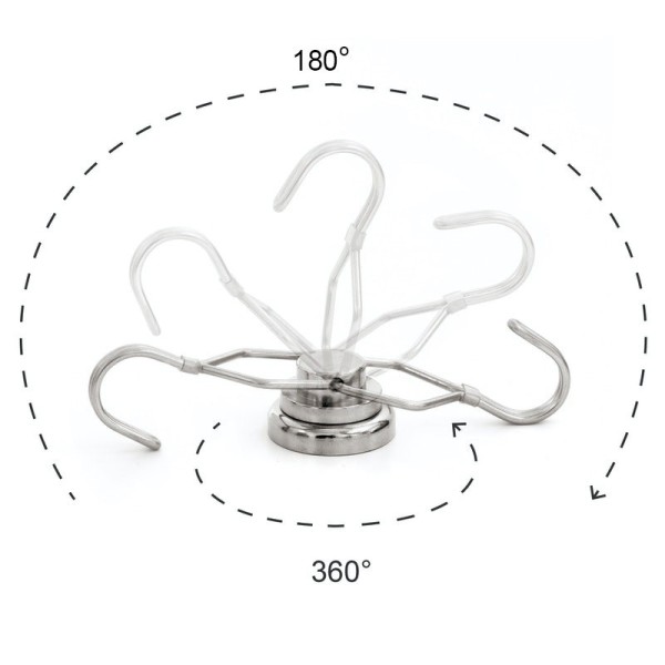 Magnet neodim oală D 25 mm cu cârlig / cuier rotativ cu 2 grade de libertare 180 / 360