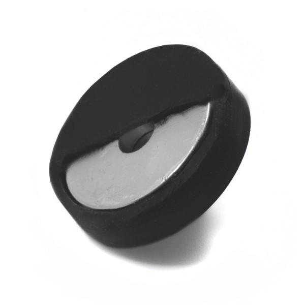 Неодимов магнит тенджера Ø22 мм с каучуково покритие, външна резба, сечение на каучука