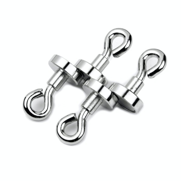 Неодимов магнит тенджера Ø16 мм с вътрешна резба и пръстеновидна кука 4 броя