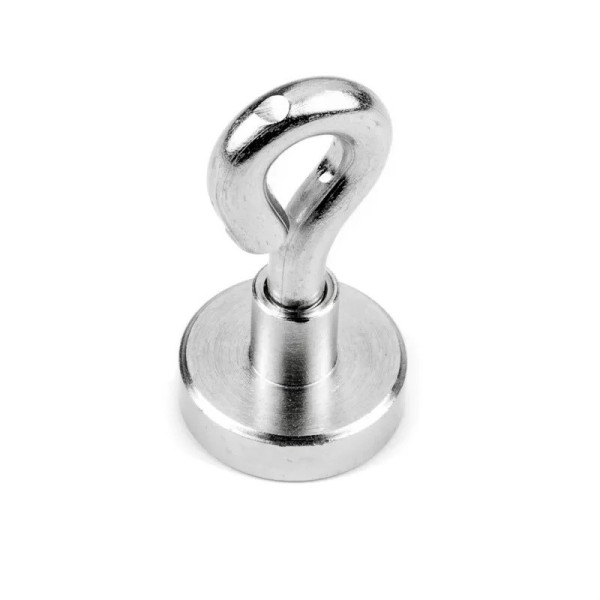 Неодимов магнит тенджера Ø16 мм с вътрешна резба и пръстеновидна кука