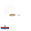 Неодимов магнит диск 12 x 0,75 мм с монета 50 стотинки и намагнитване страничен изглед