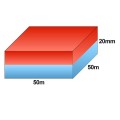 Неодимов магнит блок 50 x 50 x 20 мм - схема