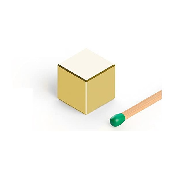 Неодимов магнит куб 10 мм златист с клечка кибрит