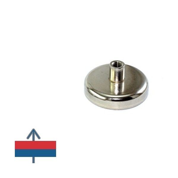 Неодимов магнит тенджера Ø42 мм с вътрешна резба на шийката и с намагнитване