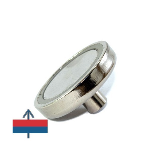 Неодимов магнит тенджера Ø42 мм с вътрешна резба на шийката, обратна страна