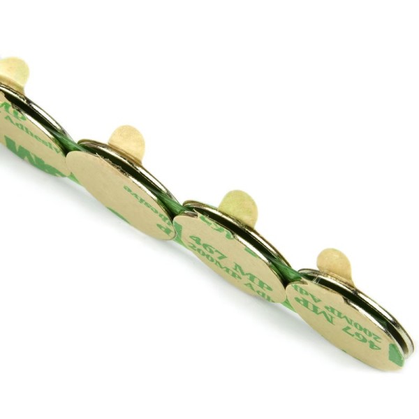 Неодимов магнит диск 20 x 1 мм със самозалепваща се основа комплект