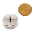 Неодимов гърнеобразен магнит D 25 mm с външна резба – с монета от 50 бани
