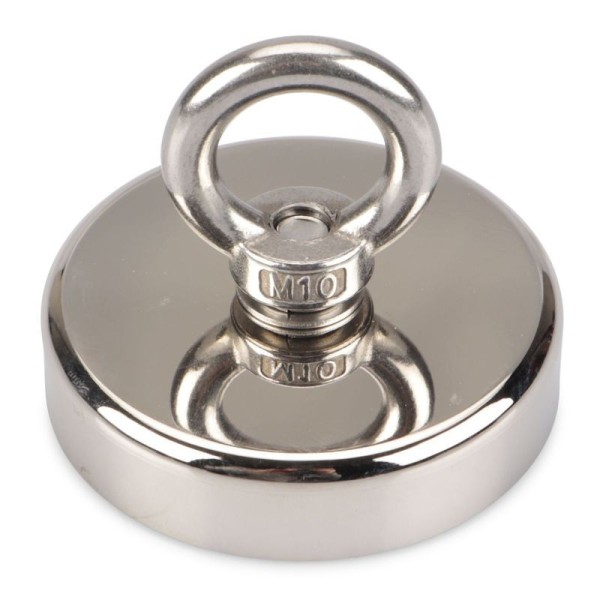 Неодимов магнит тенджера Ø80 мм с пръстеновидна кука - риболов
