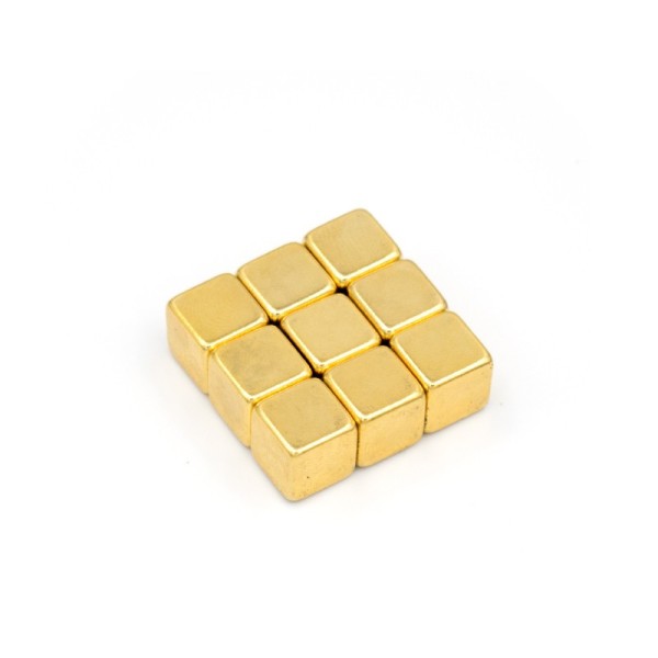 Magnet neodim cub 10 mm aurit  9 bucăți