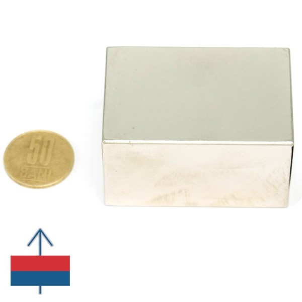 Magnet neodim bloc 60 x 40 x 35 mm cu 50 bani și magnetizare