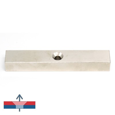 Magnet neodim bloc 120 x 20 x 15 mm gaură șanfren D7 / D12