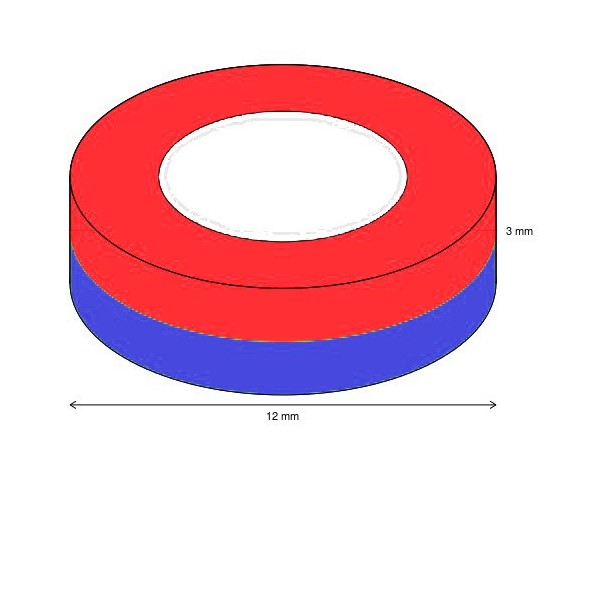 Неодимов магнит пръстен 12 x 6 x 3 мм - схема