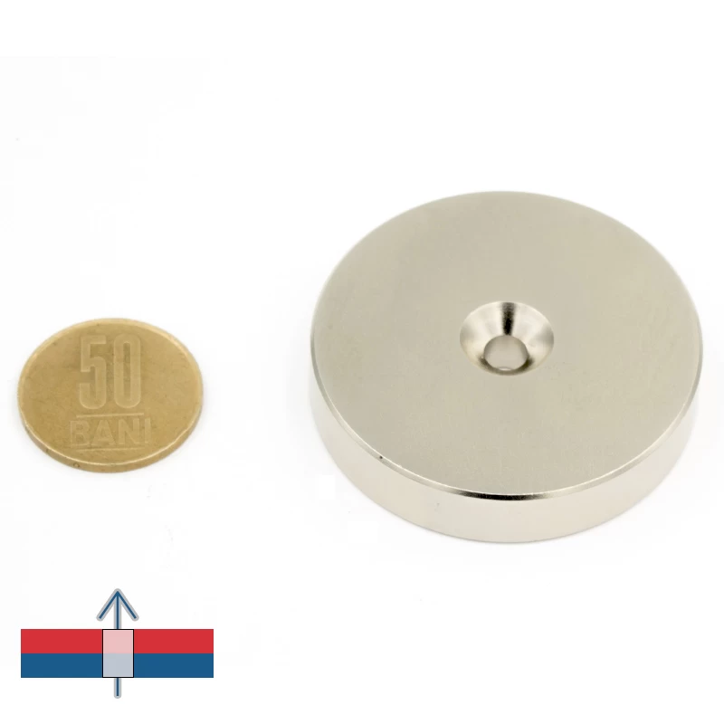 Magnet neodim inel 50 x 5,5 x 10 mm cu șanfren cu magnetizare