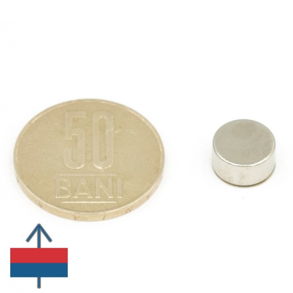 Magnet neodim disc 10 x 5 mm autoadeziv 50 bani magnetizare