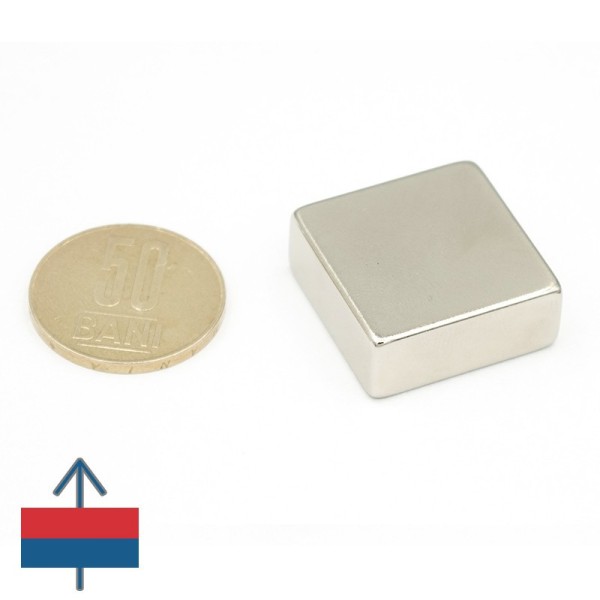 Magnet neodim bloc 25 x 25 x 10 mm cu 50 bani și magnetizare
