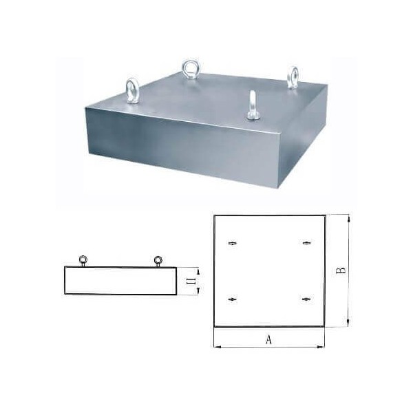 Separator magnetic bloc suspendat pentru benzi transportoare 700 x 600 x 250 mm schema