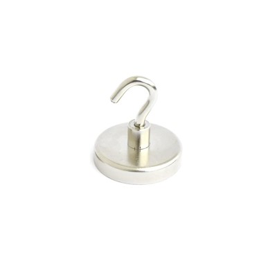 Magnet ferită oală D 40 mm cu gât filetat la interior și cârlig deschis