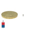 Неодимов магнит цилиндър 1 x 3 мм с намагнитване и монета 50 стотинки