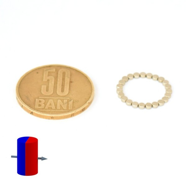 Magnet neodim disc 2 x 1 mm diametral grup 50 bani magnetizare mare