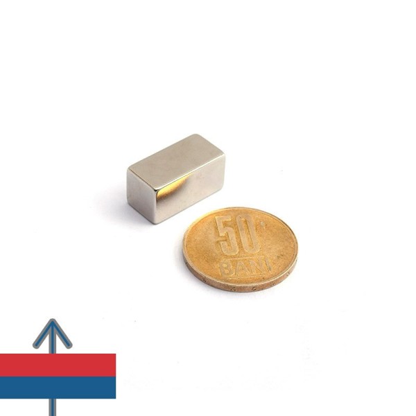 Неодимов магнит блок 20 x 10 x 10 мм с намагнитване