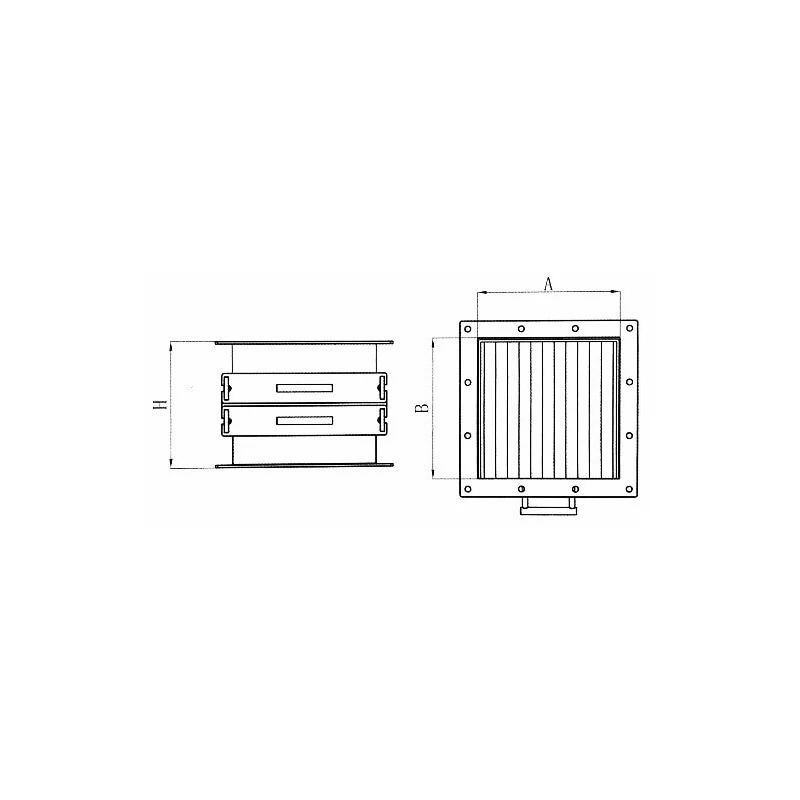 Separator magnetic cu grile magnetice tip sertar culisant pe două rânduri 208 x 205 x 270 mm cu două sertare - schema