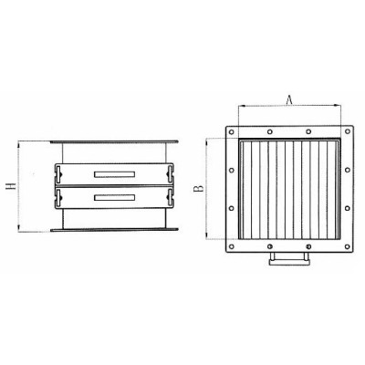 Separator magnetic cu grile magnetice tip sertar culisant pe două rânduri 308 x 305 x 270 mm cu două sertare - schema