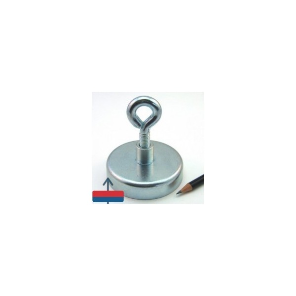 Неодимов магнит тенджера Ø75 мм с пръстеновидна кука с маншет