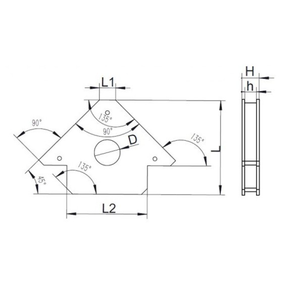Магнит за заваряване 102 x 17 x 12 mm - тип A - магнитно устройство за фиксиране на детайли при заваряване - схема