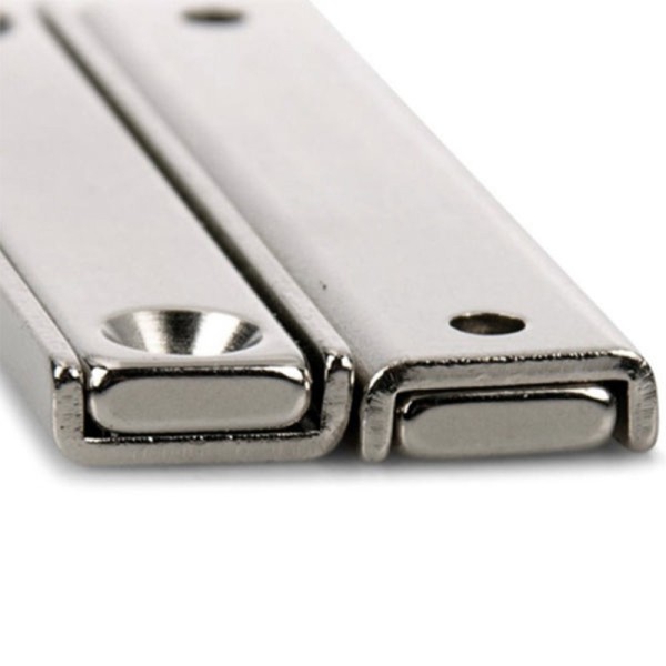 Неодимов магнит блок тип тенджера 60 x 13,5 x 5 мм, правоъгълен, с 2 дупки Ø 3,3 и фаска Ø 6,5 - профил