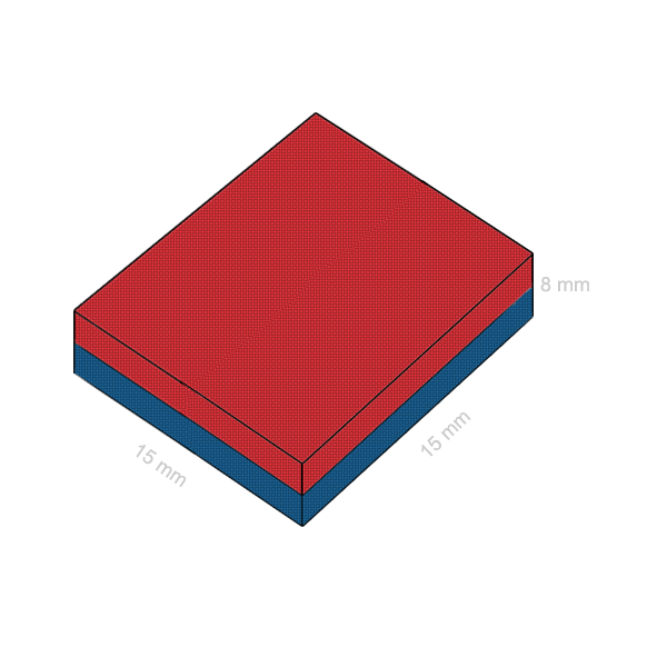 Magnet neodim bloc 15 x 15 x 08 mm C