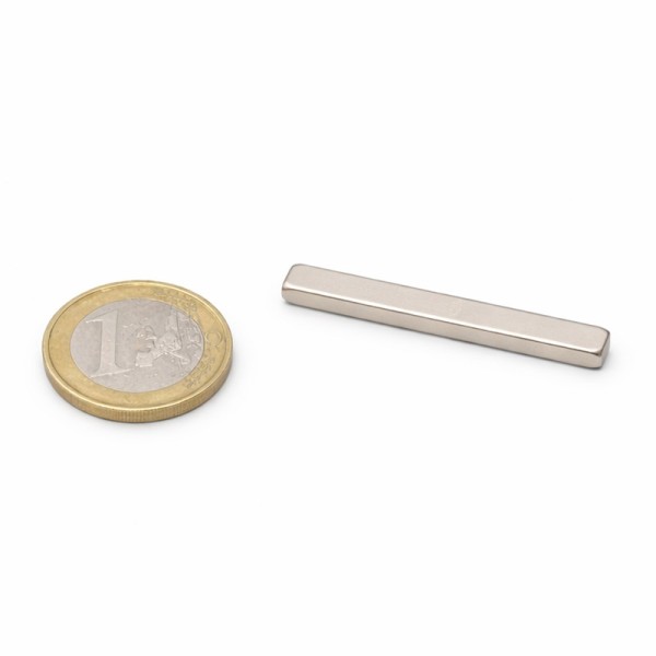 Magnet neodim bloc 40 x 5 x 3 mm - cu moneda de un euro