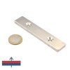 Magnet neodim bloc 100 x 20 x 5 mm cu găuri îngropate D4,5 / D9,46 2