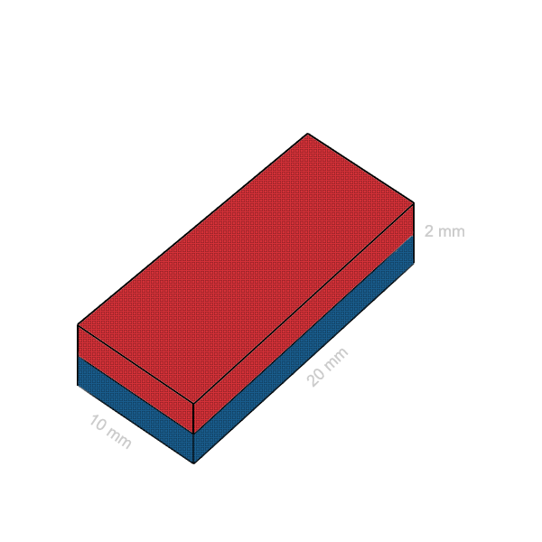 Magnet neodim bloc 20 x 10 x 02 mm C