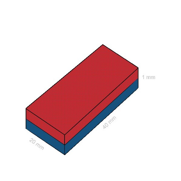 Magnet neodim bloc 40 x 20 x 1 mm C