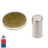 Неодимов магнит цилиндър 10 x 20 мм с магнитизация и монета от 50 бани