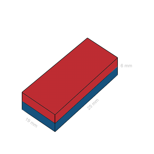 Magnet ferita bloc 25 x 19 x 06 mm C